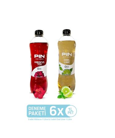 Pin Hibiscus Tea & Cool Lime Trial Pack - Sugar Free & Calorie Free 6 Pieces X 1 Liter
