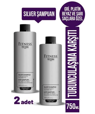 Fitness Professional Color Equalizer Anti-Orange Silver Purple Shampoo Suitable for Gray White Blonde Hair 750 Ml X2