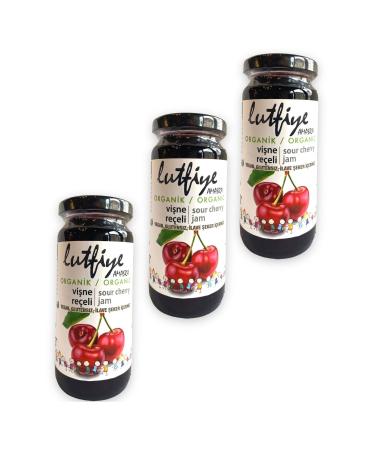 LUTF YE AMASRA L tfiye Organic Cherry Jam (280 Gr X 3 Pieces) No Sugar Added No Additives No Preservatives