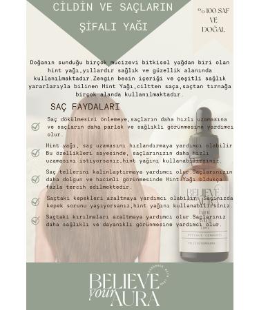Believe Your Aura Castor Oil - 0 Pure and Natural Skin and Hair Care Oil - Castor Oil - 10 ml - Buy Online on GoSupps.com