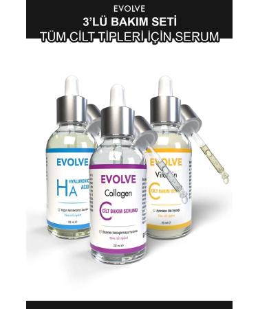 evolve 3-pack Skin Care Serum Vitamin C - Collagen - Hyaluronic Acid
