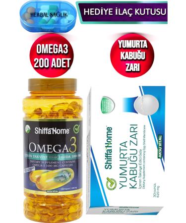 Shiffa Home Omega 3 200 Softgel Capsules 1000 Mg + Shiffa Home Eggshell Capsules 30 Tablets 620 Mg
