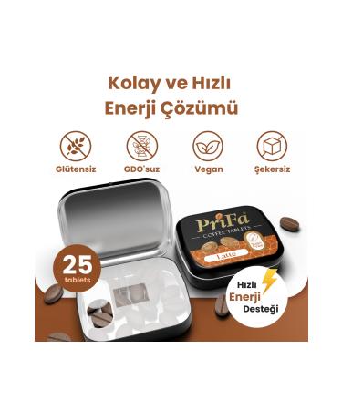 prifa Coffee Tablets | Latte | Sugar Free | Vegan | Emergency Coffee | Real Absorbable Coffee 4X25 - Buy Online on GoSupps.com