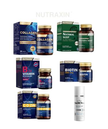 Nutraxin Vitamin Max CD-Zinc60 Tablet+B12 Vitamin 60 Tablet+Natural Sleep+Biotin 5000 mg+Collagen 30 Tablet