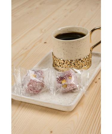 HANEZAN Pomegranate Flavored Pistachio Double Roasted Turkish Delight 1 Kg (Individually Bagged)