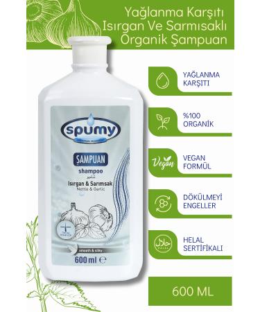 Spumy Anti-Oily and Anti-Falling Organic Shampoo with Nettle and Garlic - 600 ml