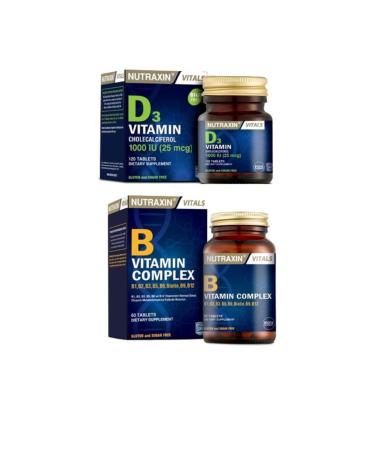 Nutraxin Adult Food Supplement Vitamin D3 120 Tablets + Vitamin B 60 Tablets