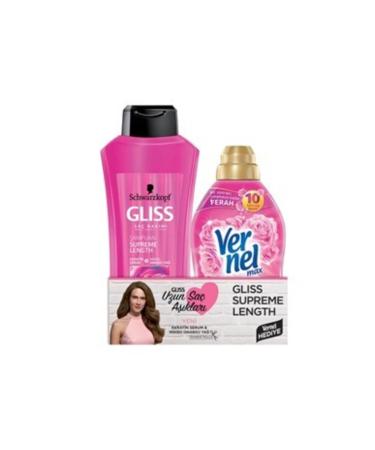Gliss Supreme Length Shampoo 550 ml + Vernel Max Softener Gift