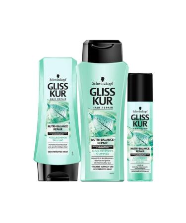 Gliss Nutribalance Repair Shampoo + Cream + Lotion 3-Piece Set