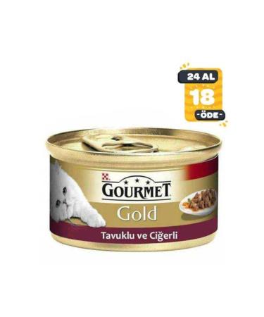 Gourmet Gold Chicken and Liver Cat Canned Food 85 Gr * 24 Pieces