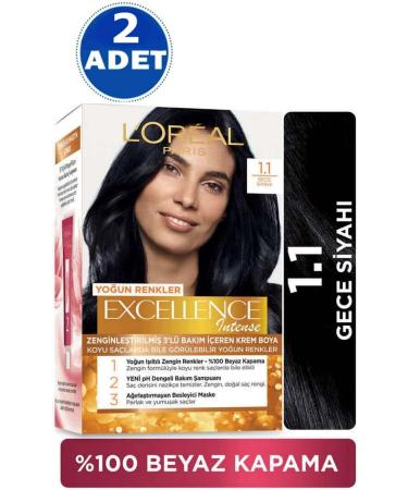Excellence L'or al Paris Intense Hair Dye - 1.1 Night Black 2 Pieces