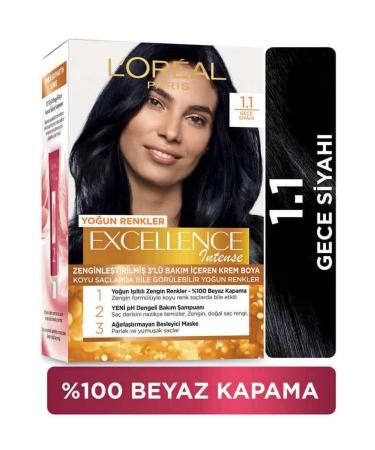 Excellence L'or al Paris Intense Hair Dye - 1.1 Night Black 2 Pieces - Buy Online on GoSupps.com