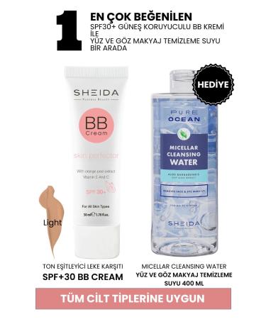 Sheida Bb Cream Dark (DARK COLOR) - SPF30 Protection Blemish Repair - Makeup Remover Water Gift