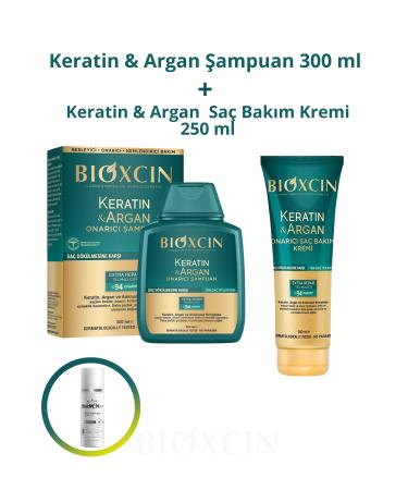 Bioxcin Keratin & Argan Repair Shampoo 300 ml + Keratin & Argan Hair Care Cream 250 ml + Facial Cleansing Gel