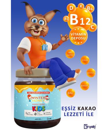 WINTER HONEY Height Extender-Vitamin C--Royal Jelly-Honey-Pollen-Cocoa Winter Honey 240 Gr 4 Pieces