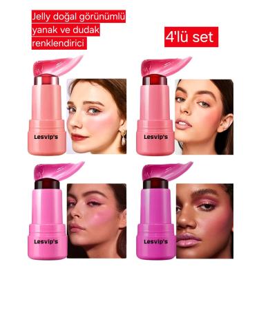 Lesvip's Gel textured natural looking cheek and lip color gel blush set of 4