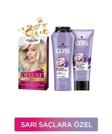 Gliss Blonde Hair Care Set Palette Deluxe Hair Dye 10-2 Platinum Blonde + Blonde Perfector M
