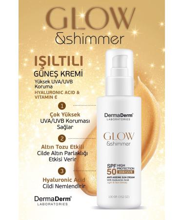 DermaDerm Glow Face and Body Luminous Glitter Sunscreen Spf 50 UVA/UVB