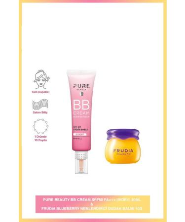 PURE BEAUTY BB Cream SPF50 Ivory 30 ML + Frudia Blueberry Moisturizing Lip Balm