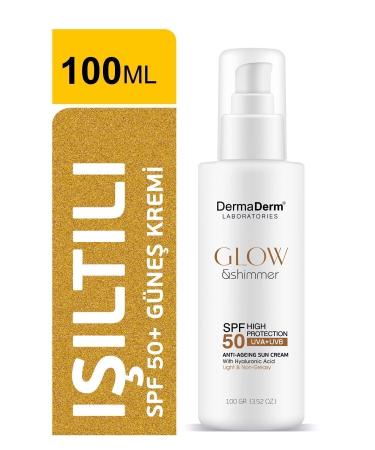 DermaDerm Glow Face and Body Luminous Glitter Sunscreen Spf 50 UVA/UVB - Buy Online on GoSupps.com