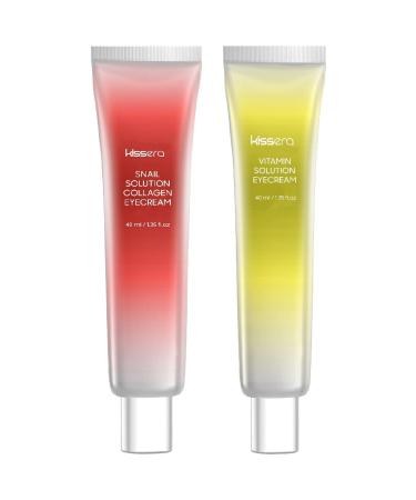 KISSERA Premium Eye Contour Cream Set Containing Pure Collagen and Snail Mucin & Vitamin