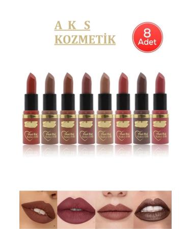 aks cosmetics 8-piece permanent matte lipstick set
