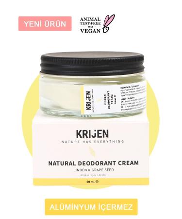 Krijen Natural Deodorant - Linden Flower & Grape Seed Cream Deodorant 50 Ml-Herbal Sweat Odor Preventer
