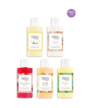 THE BATH FACTORY Shower Gel Introduction Set (Gold Aura - Vanilla - Banana - Strawberry - Orange) (5 X 50 Ml)