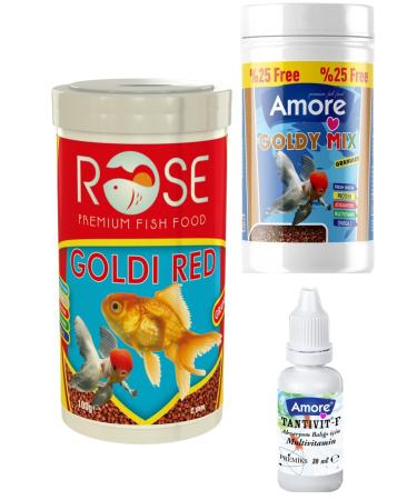 AMORE GoldFish Mix Granules 125ml Rose 250ml Goldi Red Granule Goldfish Food Multivitamin