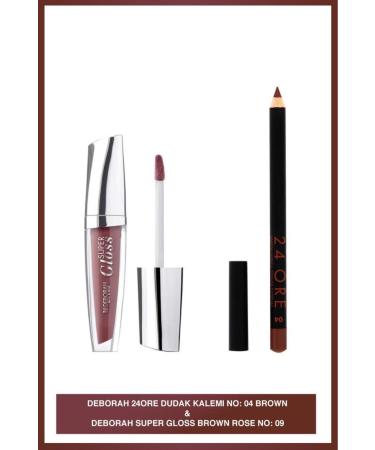 Deborah 09 Super Gloss + Deborah 24 Ore Lip Pencil No: 4 Brown