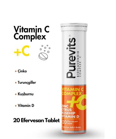 Purevits Vitamin C 1000 mg Zinc Vitamin D Citrus Rosehip 20 Effervescent Tablets - Buy Online on GoSupps.com
