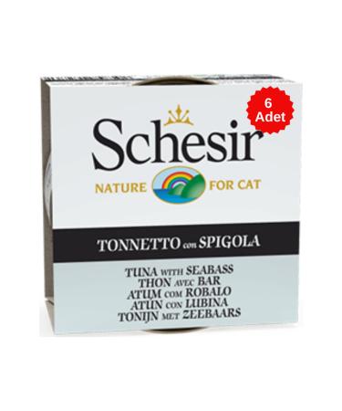 Schesir Cat Jelly Canned Cat Food in Tuna and Sea Bass Jelly 85 Gr 6 Pieces