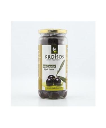 Kroisos Gemlik Organic Black Olives in Brine Glass 310 G (PACK OF TWO)