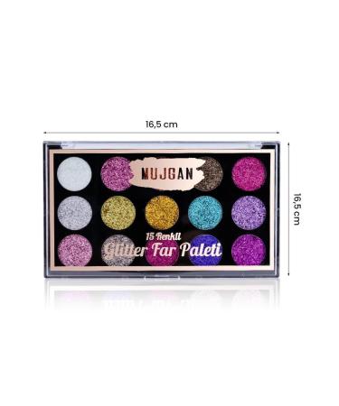 MUJGAN Glitter 15-Piece Glitter Eyeshadow Palette No:1 - Buy Online on GoSupps.com