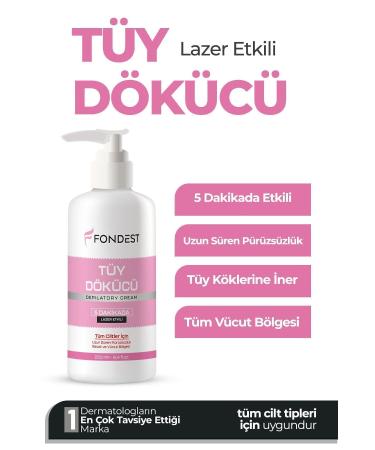 FONDEST Laser Effective Hair Removal and Hair Reducing Epilation Cream for All Skin Types (SPECIAL FORMULA) 250 ml