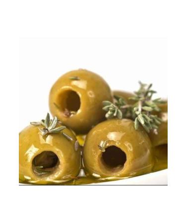 OLIVES WITH THYME GREEN OLIVES SEEDLESS