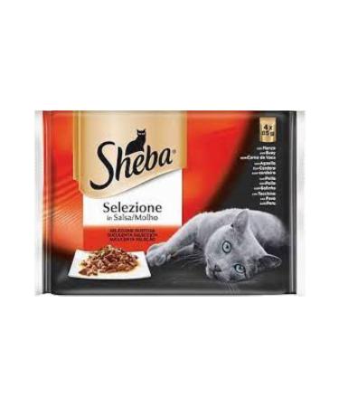 Mars SHEBA 85 GR 4-PIECE POUCH MEATY VARIETIES 13-PIECE