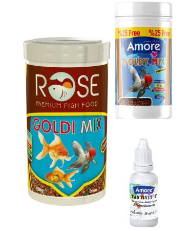 AMORE GoldFish Mix Granules 125ml Rose 250ml Goldi Mix Granule Goldfish Food Multivitamin