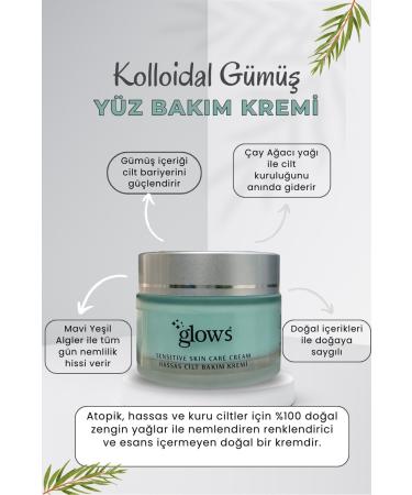 Glows Sensitive - Moisturizing Face and Hand Care Cream with Colloidal Silver for Dry Sensitive Skin