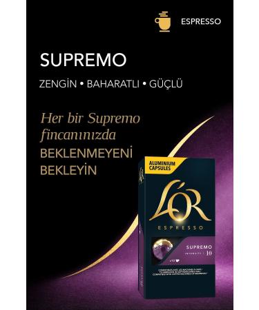 L'OR Supremo Intensity 10 Nespresso Compatible Aluminum Capsule Coffee Opportunity Package 10 Pieces X 3 Packs - Buy Online on GoSupps.com