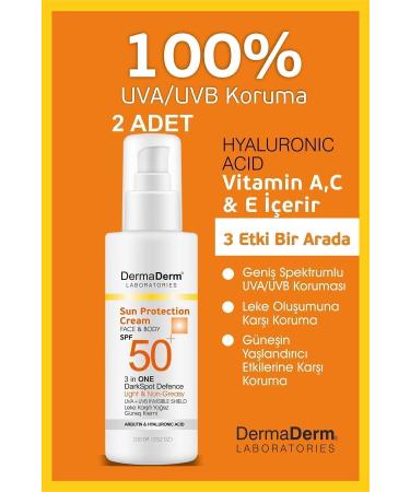 DermaDerm Laboratories Dermaderm SPF 50+ Sun Cream 100ml 2 Pieces and Dermaderm Sun Protection Cream 100ml 1 Piece Face and Body - Buy Online on GoSupps.com