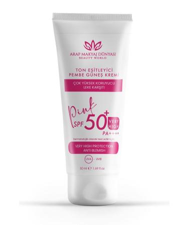 Arab Makeup World Tone Equalizing Pink Sunscreen 50ml 50+spf High Protection