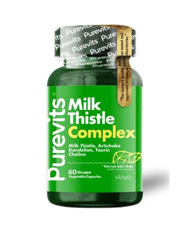 Purevits Milk Thistle Complex Camel Thistle Artichoke Extract Dandelion Taurine Choline 60 Vegan Capsules