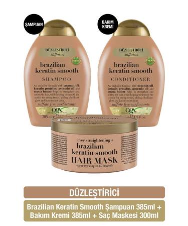 OGX Straightening Brazilian Keratin Smooth Sulfate-Free Shampoo Sulfate-Free Conditioner Hair Mask