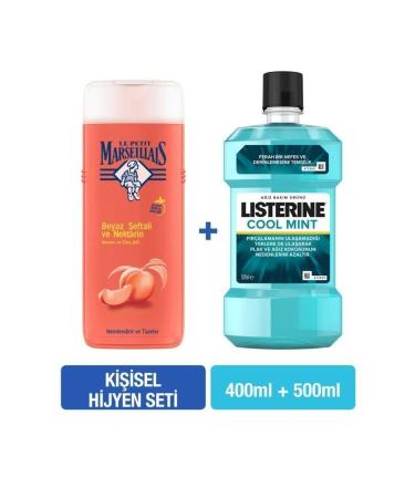 Le Petit Marseillais Shower Gel Peach 400 ml Listerine Cool Mint 500 ml Hygiene Set