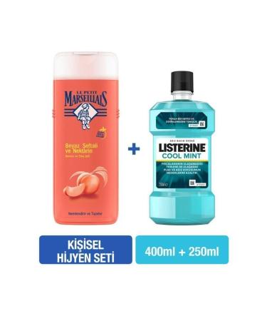 Le Petit Marseillais Shower Gel Peach 400 ml Listerine Cool Mint 250 ml Hygiene Set