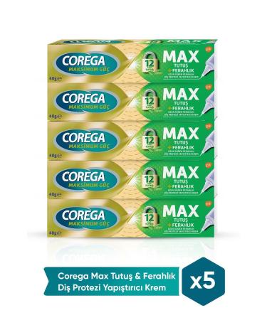 Corega Max Grip & Freshness Denture Adhesive Cream 40g X 5 Pcs
