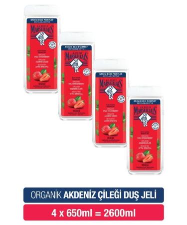 Le Petit Marseillais Mediterranean Strawberry Bath and Shower Gel Advantageous Package 650 ml X4