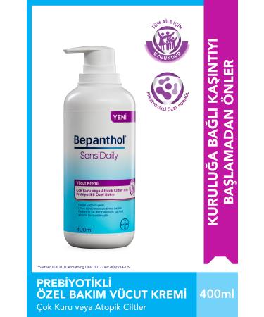 Bepanthol Sensidaily Pump Daily Intensive Moisturizing Body Care Cream 400ml - Atopic Skin Prebiotic