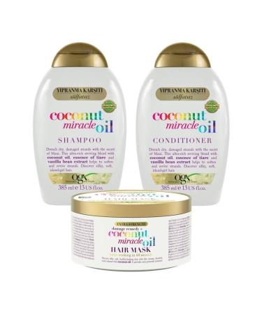 OGX Anti-Damage Coconut Miracle Oil Shampoo Conditioner Hair Mask - Buy Online on GoSupps.com